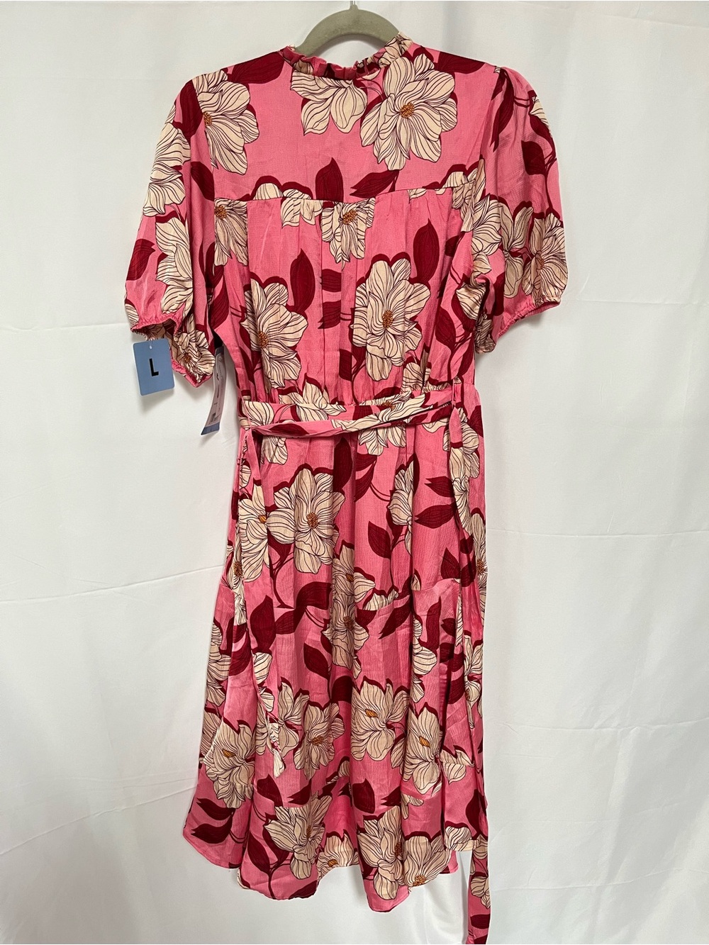 Draper James Pink Floral Wrap Midi Dress with Puff Sleeves NWT - Picture 6 of 10